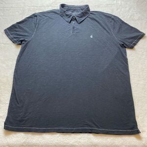 John Varvatos Black Slub Peace Short Sleeve Polo Shirt Size XL